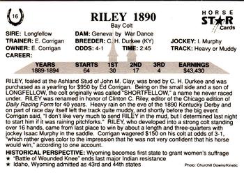 1991 Horse Star Kentucky Derby #16 Riley Back